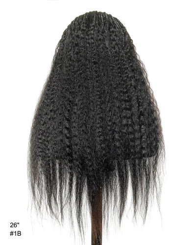 26" Multi Half Cornrow Crown with Extra Full Kinky Human Hair Wig