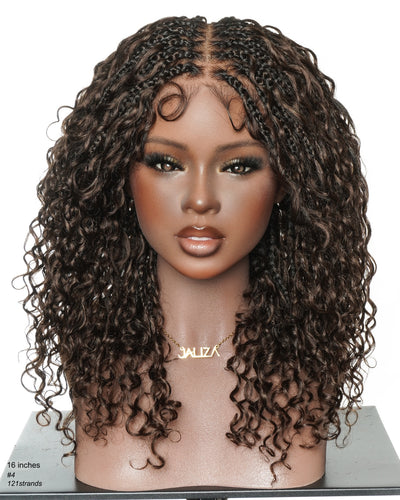 Nami - 100% Human Hair Drawstring Cap Swiss HD Full Lace Water Wave Boho Box Braided Wig Pre Cut & Pre Bleached & Pre Plucked