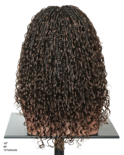 Nami - Drawstring Cap Glueless Water Wave Human Hair Curls Pre Bleached Swiss HD Full Lace Knotless Boho Box Braided Wig
