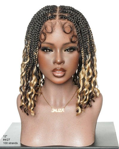 Nina - Small Head Friendly Glueless Braided Wig With Curly Ends (Small Cap Size for Petite Head)