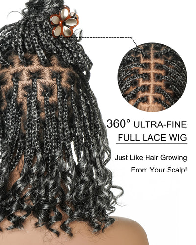 Nina - Small Head Friendly Glueless Braided Wig With Curly Ends (Small Cap Size for Petite Head)
