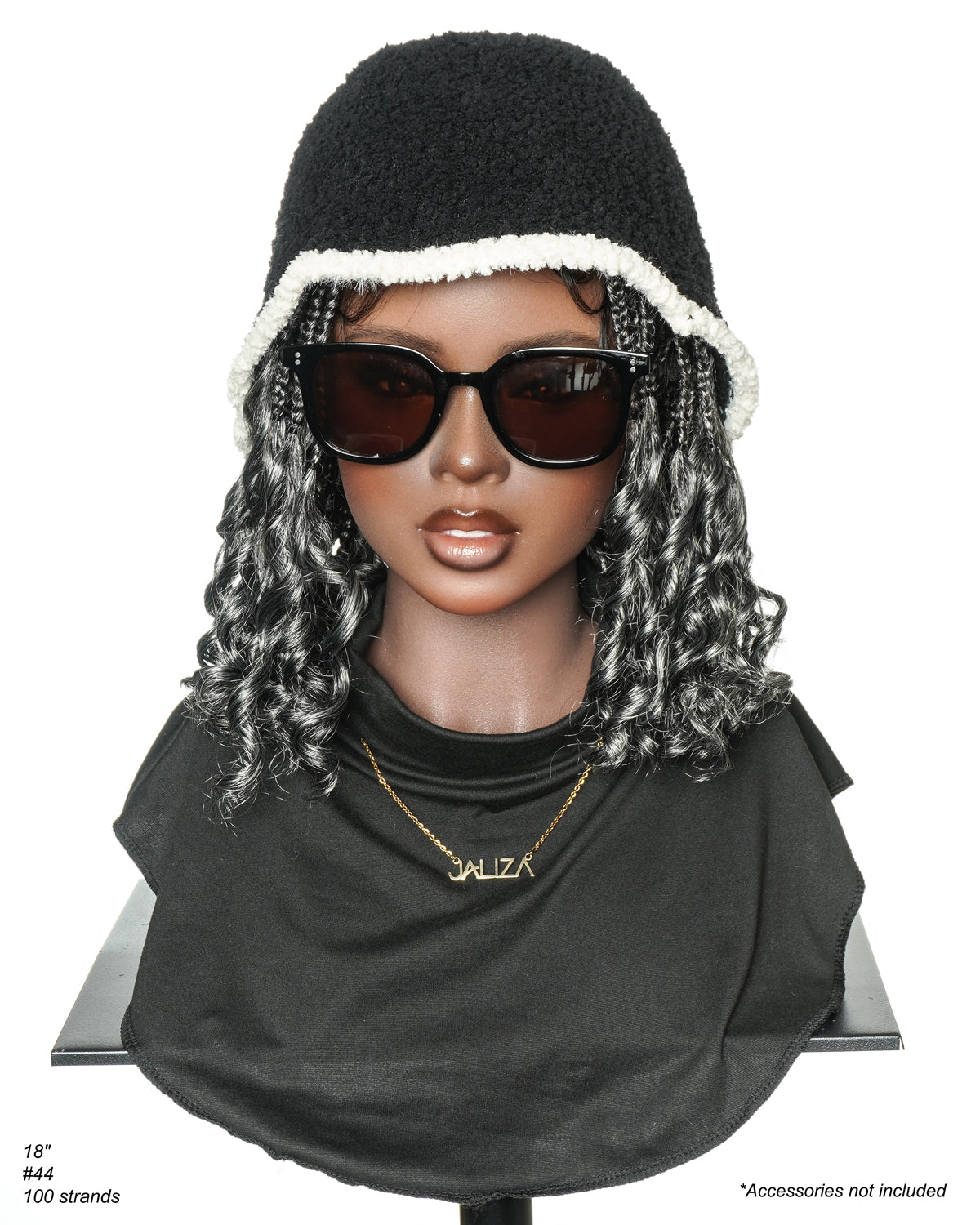 Nina - Short Pre Bleached HD Full Lace Knotless Box Braided Wig With Human Hair Curly Ends
