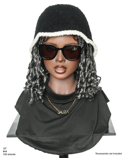 Nina - Short Pre Bleached HD Full Lace Knotless Box Braided Wig With Human Hair Curly Ends