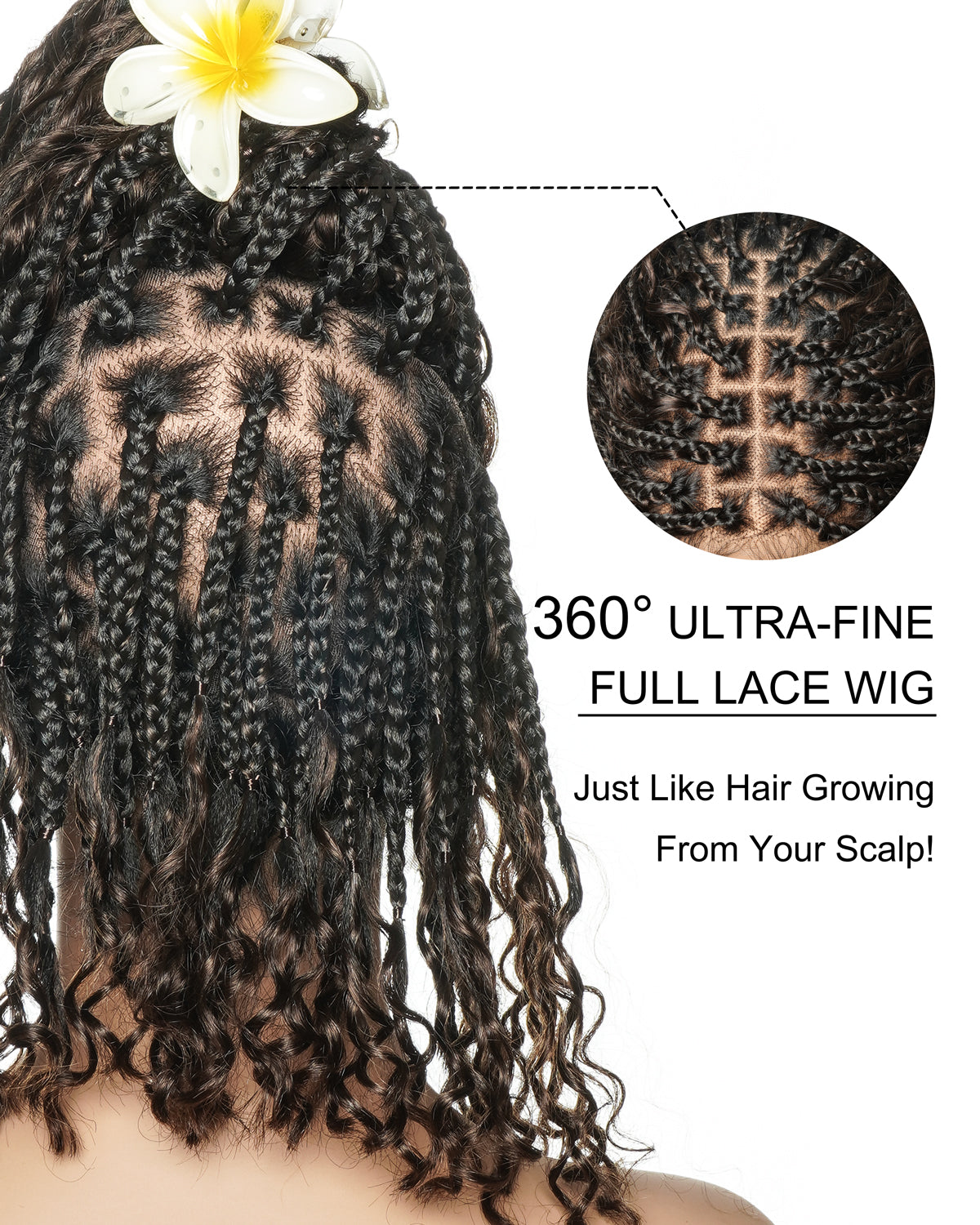 Gloria - Hand Tied Real Glueless Boho Bob Braided Wig – 12" Pre-Cut & Pre-Bleached Swiss HD Full Lace