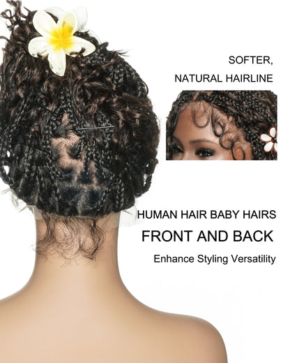 Gloria - Hand Tied Real Glueless Boho Bob Braided Wig – 12" Pre-Cut & Pre-Bleached Swiss HD Full Lace