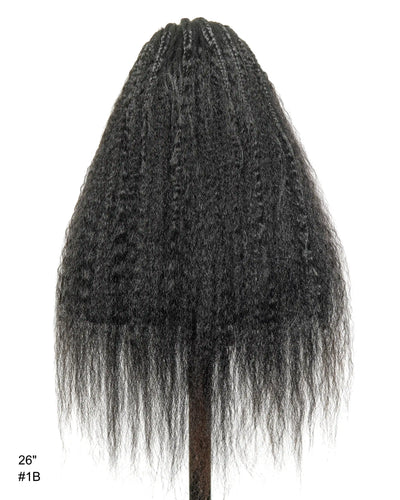 26" Multi Half Cornrow Crown with Extra Full Kinky Human Hair Wig