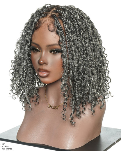 Nami Bob 12" - JALIZA Slip-On™ Salt & Pepper Water Wave Boho Box Braided Wig