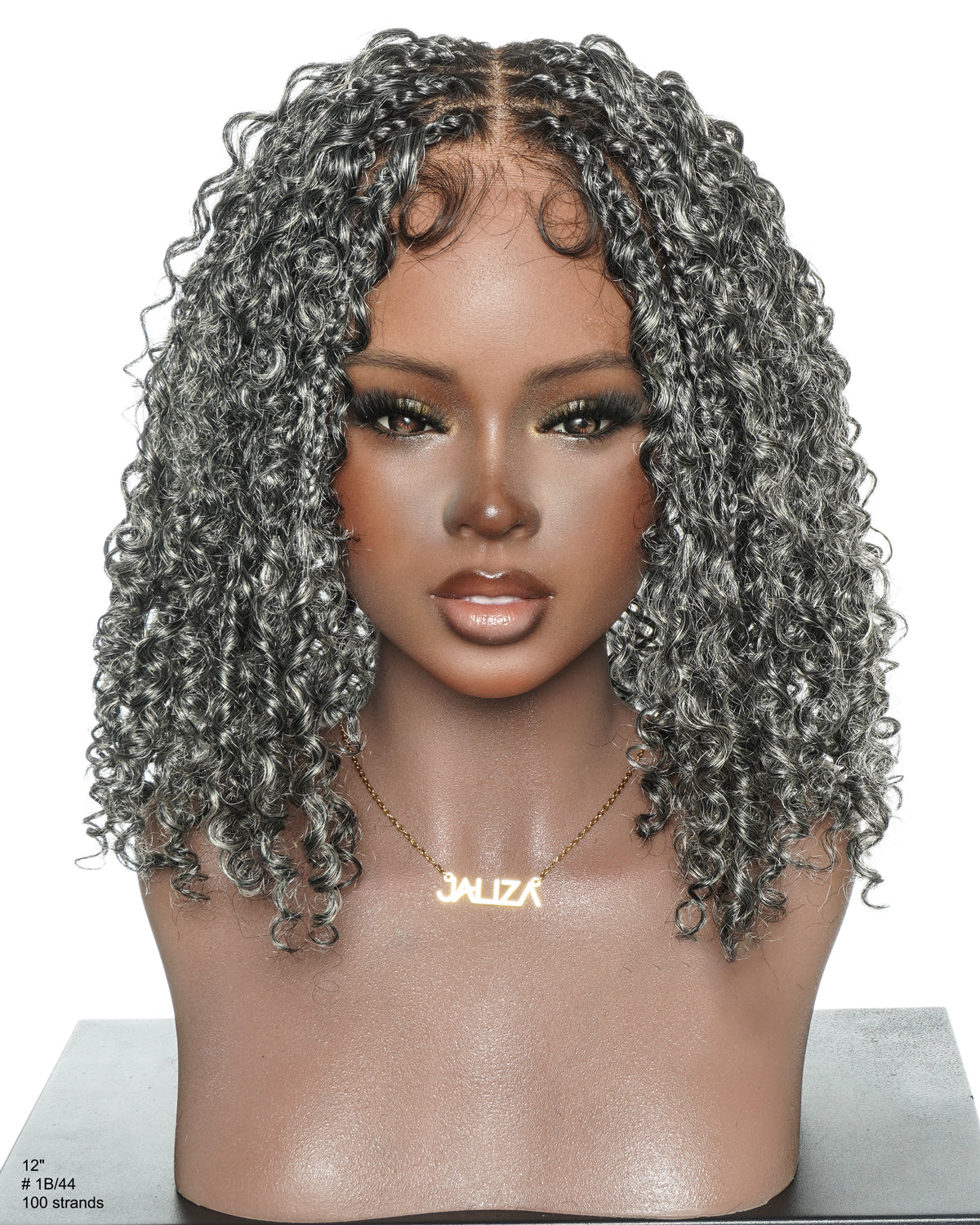 Nami Bob 12" - JALIZA Slip-On™ Salt & Pepper Water Wave Boho Box Braided Wig