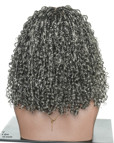 Nami Bob 12" - JALIZA Slip-On™ Salt & Pepper Water Wave Boho Box Braided Wig