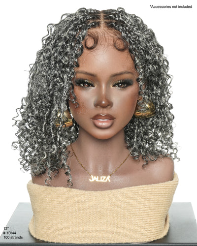 Nami Bob 12" - JALIZA Slip-On™ Salt & Pepper Water Wave Boho Box Braided Wig