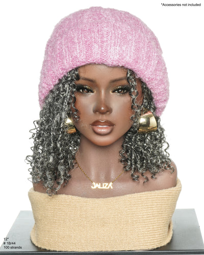 Nami Bob 12" - JALIZA Slip-On™ Salt & Pepper Water Wave Boho Box Braided Wig