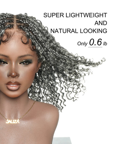 Nami Bob 12" - JALIZA Slip-On™ Salt & Pepper Water Wave Boho Box Braided Wig