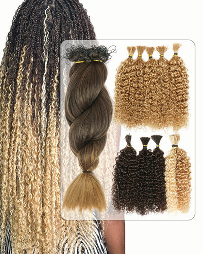 Boho Braids Solution Kit - Bulk Hiar, Braiding Hair, Pre Separated, Pre Stretched