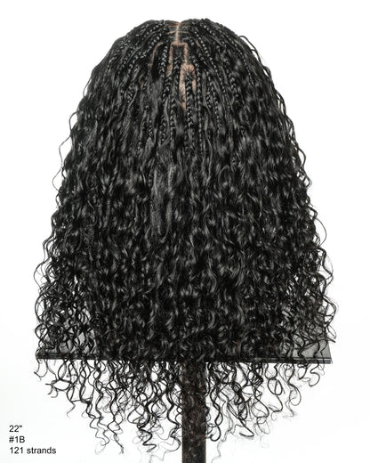 Tiana - 22" Bora Bora Dark Brown #4 Pre Bleached Human Hair Curls HD Full Lace Boho Box Braided Wig