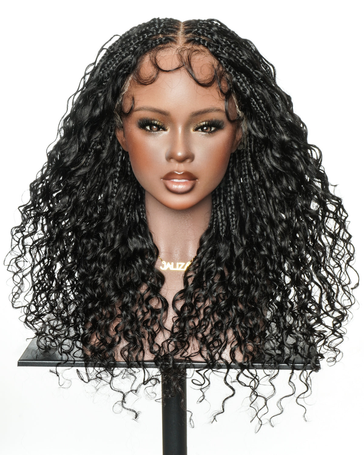 Tiana - 22" Bora Bora Dark Brown #4 Pre Bleached Human Hair Curls HD Full Lace Boho Box Braided Wig