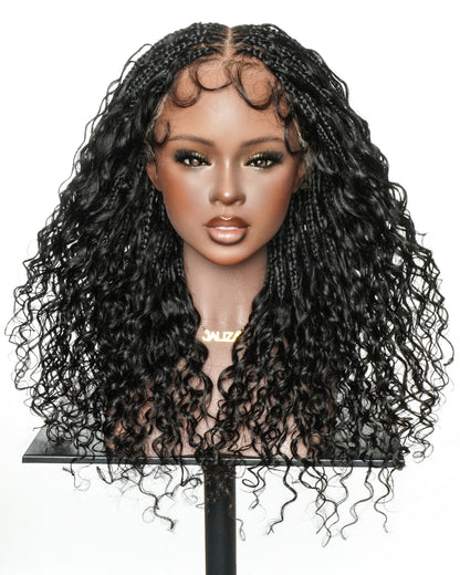 Tiana - 22" Bora Bora Dark Brown #4 Pre Bleached Human Hair Curls HD Full Lace Boho Box Braided Wig