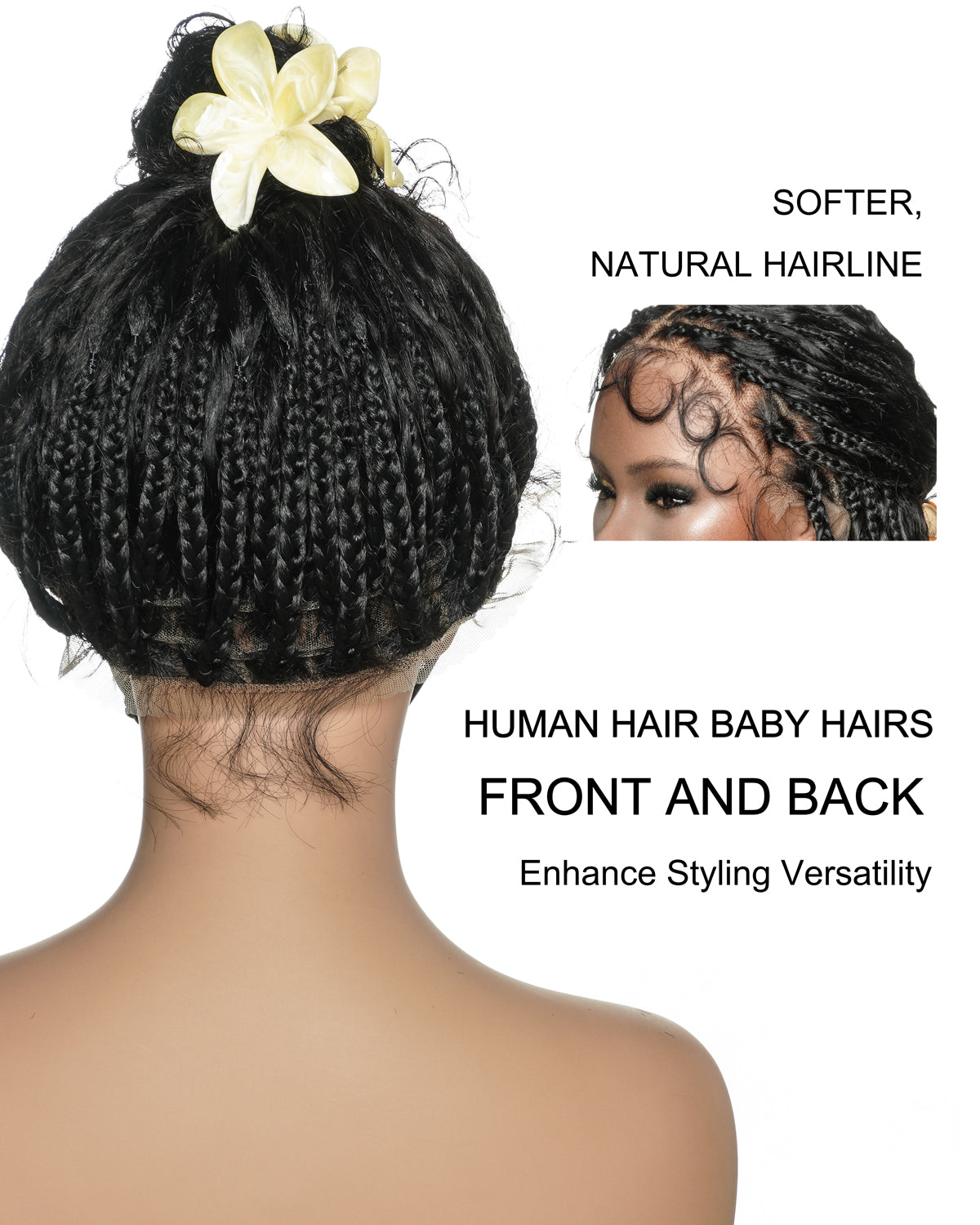 Tiana - 22" Bora Bora Dark Brown #4 Pre Bleached Human Hair Curls HD Full Lace Boho Box Braided Wig