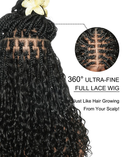 Tiana - Miracle Braids Spanish Curl Pre Bleached Human Hair Boho Swiss HD Full Lace Braided Wig