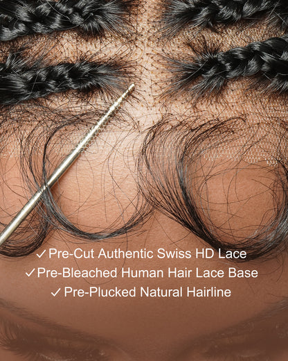 Tiana - 22" Bora Bora Dark Brown #4 Pre Bleached Human Hair Curls HD Full Lace Boho Box Braided Wig