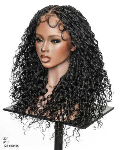 Tiana - Miracle Braids Spanish Curl Pre Bleached Human Hair Boho Swiss HD Full Lace Braided Wig