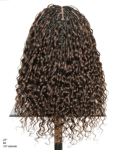Tiana - Miracle Braids Spanish Curl Pre Bleached Human Hair Boho Swiss HD Full Lace Braided Wig
