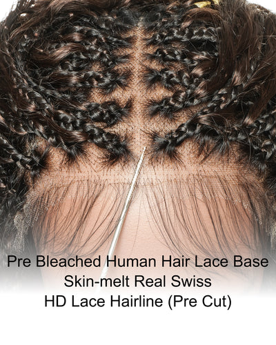 Tiana - Miracle Braids Spanish Curl Pre Bleached Human Hair Boho Swiss HD Full Lace Braided Wig