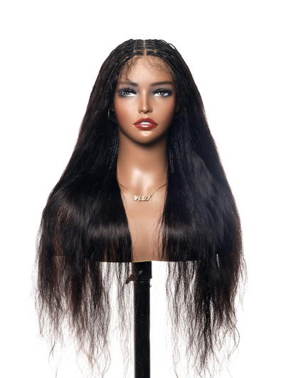 Glueless Human Hair Curls Boho Box Braided Wig HD Full Lace 28" Extra Full 121 Strands