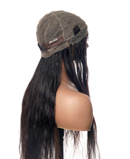 Glueless Human Hair Curls Boho Box Braided Wig HD Full Lace 28" Extra Full 121 Strands