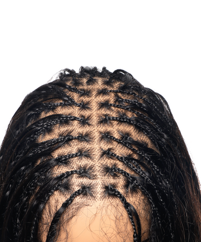 Glueless Human Hair Curls Boho Box Braided Wig HD Full Lace 28" Extra Full 121 Strands