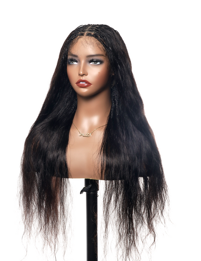Bora Bora Human Hair Curls Boho Box Braided Wig Pre Bleached HD Full Lace 26" Extra Full 121 Strands