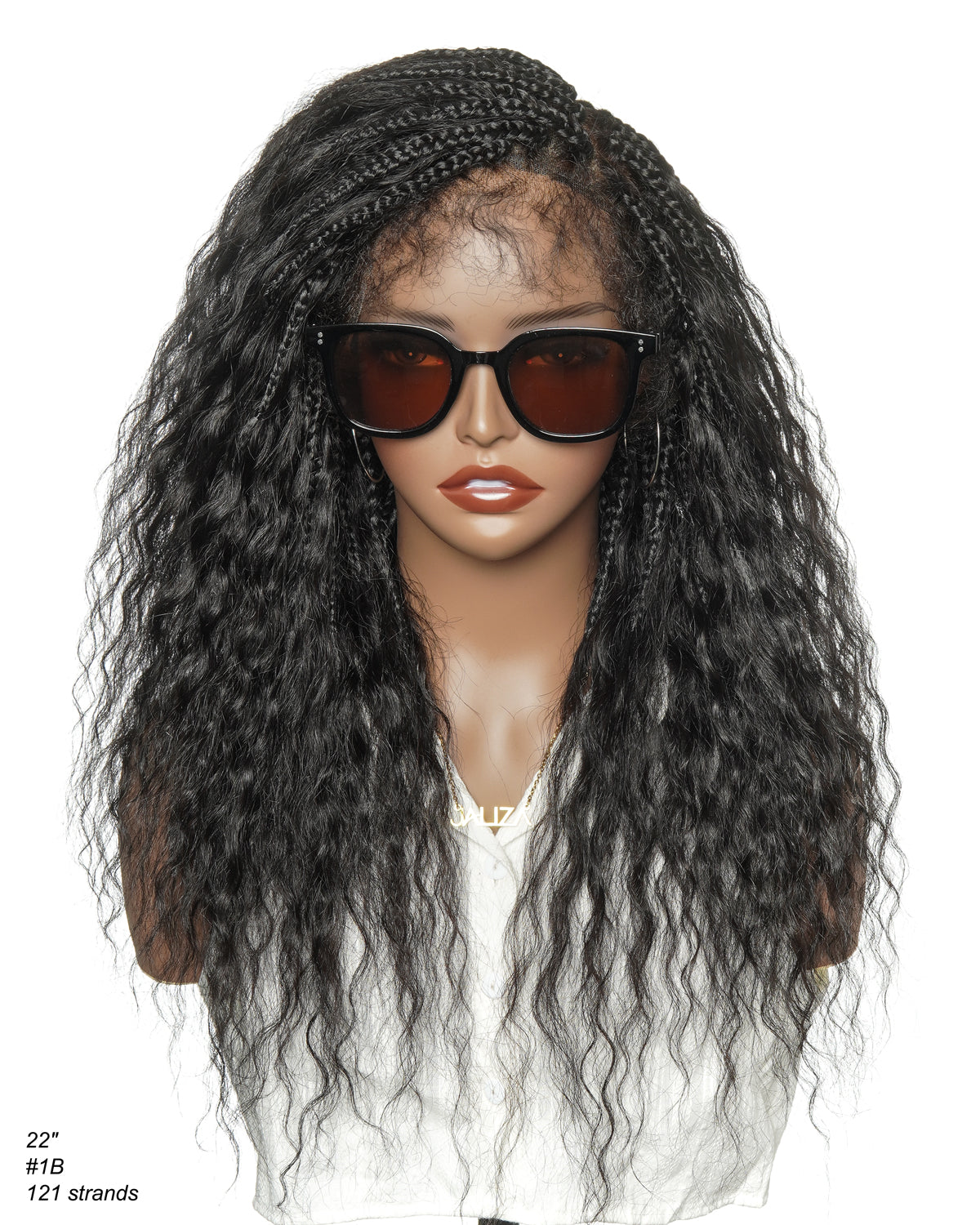 22" Human Hair Wet & Wavy Curls Pre Bleached HD Full Lace Boho Box Braided Wig