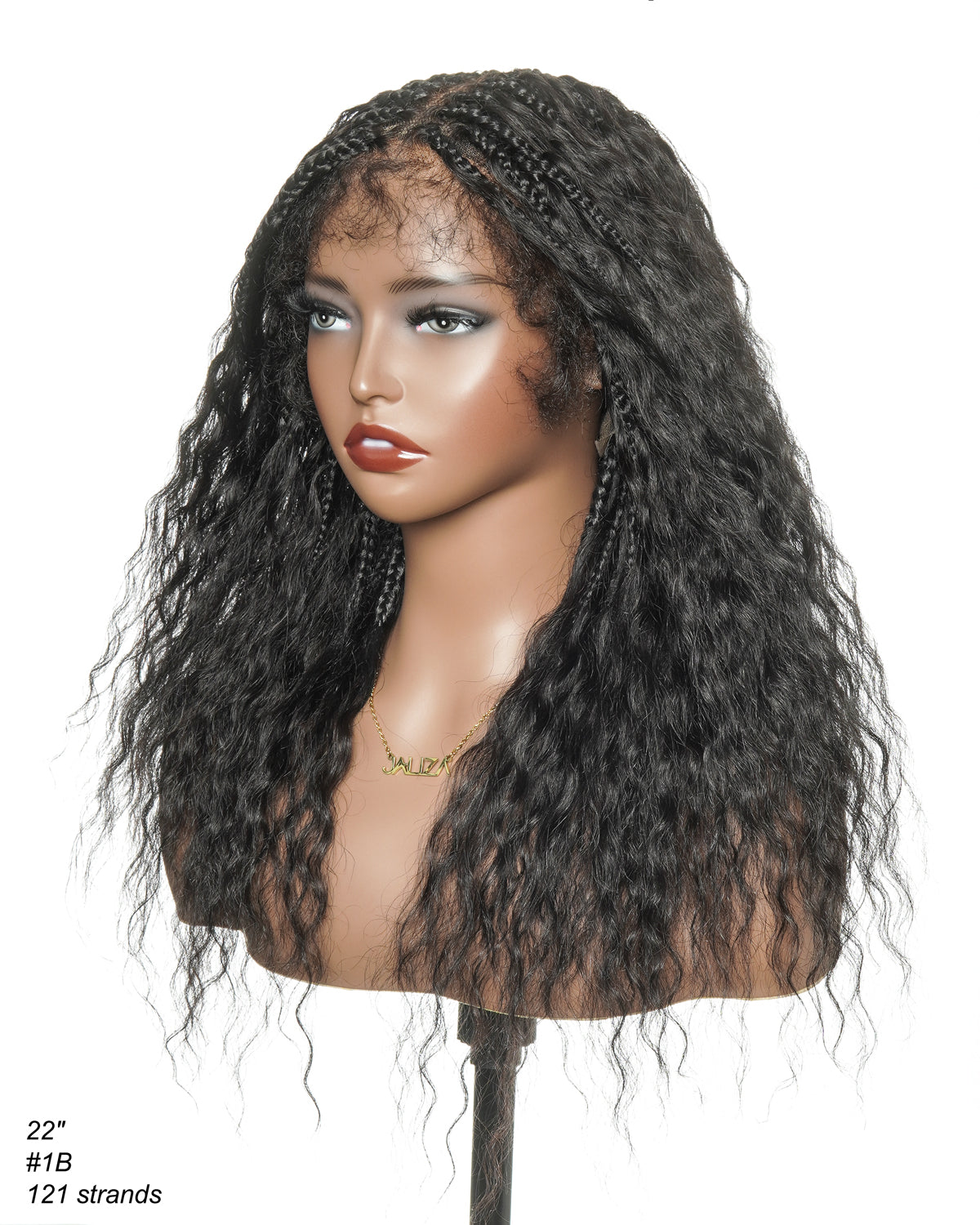 22" Human Hair Wet & Wavy Curls Pre Bleached HD Full Lace Boho Box Braided Wig