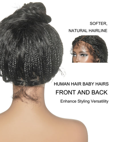 Raina - 22" Bora Bora Human Hair Wet & Wavy Curls Pre Bleached Swiss HD Full Lace Boho Braided Wig