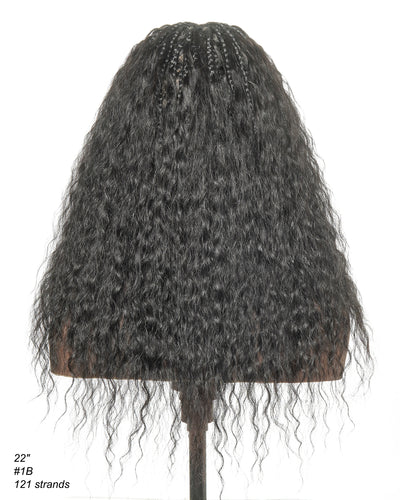 Raina - 22" Bora Bora Human Hair Wet & Wavy Curls Pre Bleached Swiss HD Full Lace Boho Braided Wig