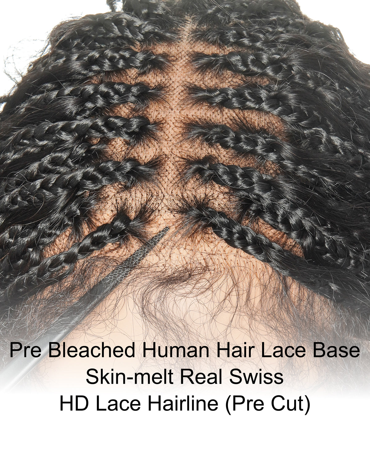 22" Human Hair Wet & Wavy Curls Pre Bleached HD Full Lace Boho Box Braided Wig
