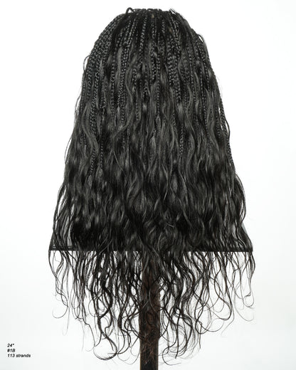 Avery - 24" Body Wave Fulani Human Hair Boho Braids With Cornrow Braided Wig