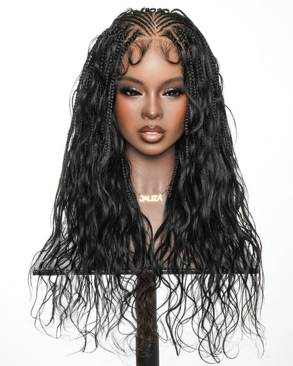 Avery - 24" Body Wave Fulani Human Hair Boho Braids With Cornrow Braided Wig