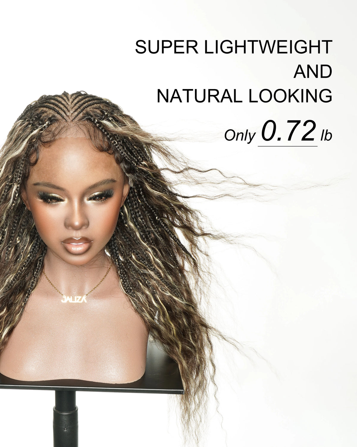 JALIZA 24 inch Blend Blond 1B-4&27 Fulani Cornrow Boho Box Braids Pre Bleached Full Lace Braided Wig (Mannequin - Front View)
