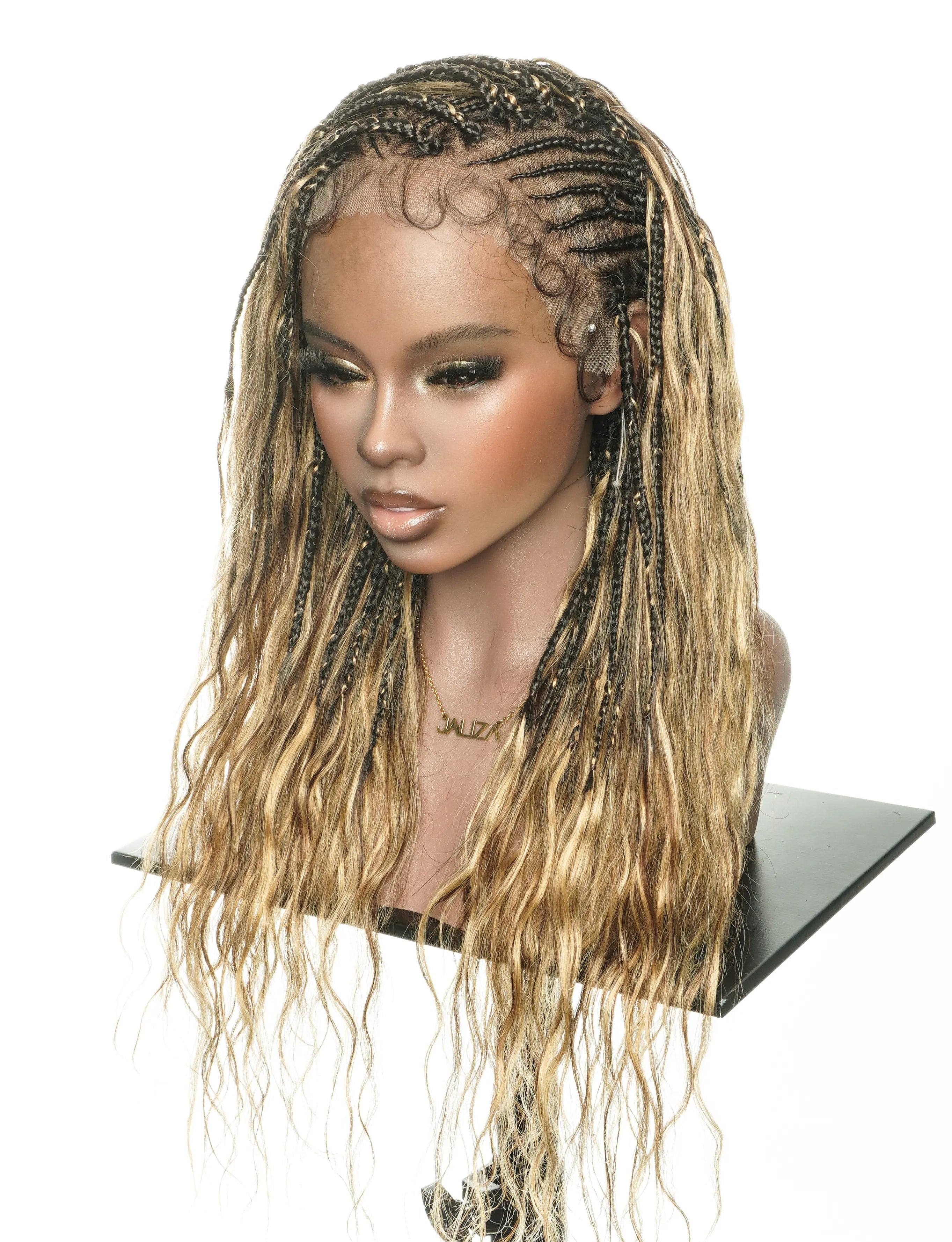 Avery - 24" Body Wave Flip Over Fulani Human Hair Boho Braids With Cornrow Braided Wig