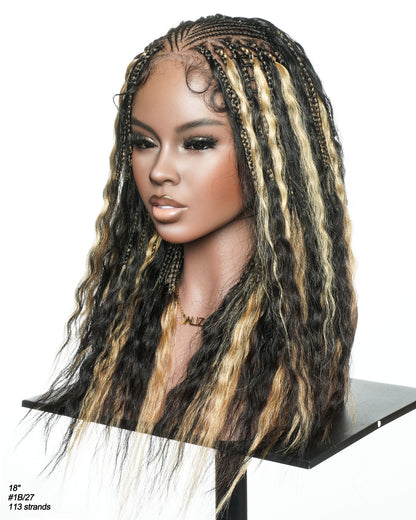 Avery 18" Blend Color Fulani Human Hair Braided Wig