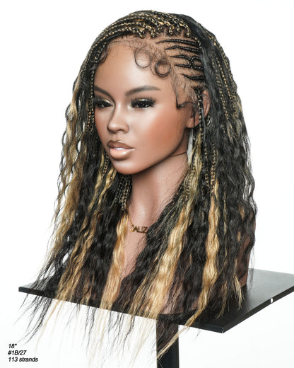Avery 18" Blend Color Fulani Human Hair Braided Wig