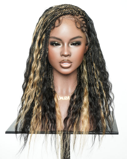Avery 18" Blend Color Fulani Human Hair Braided Wig