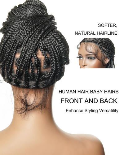 Glueless 24" Pre Cut HD Full Elastic Lace Box Braided Wig With Flat Roots