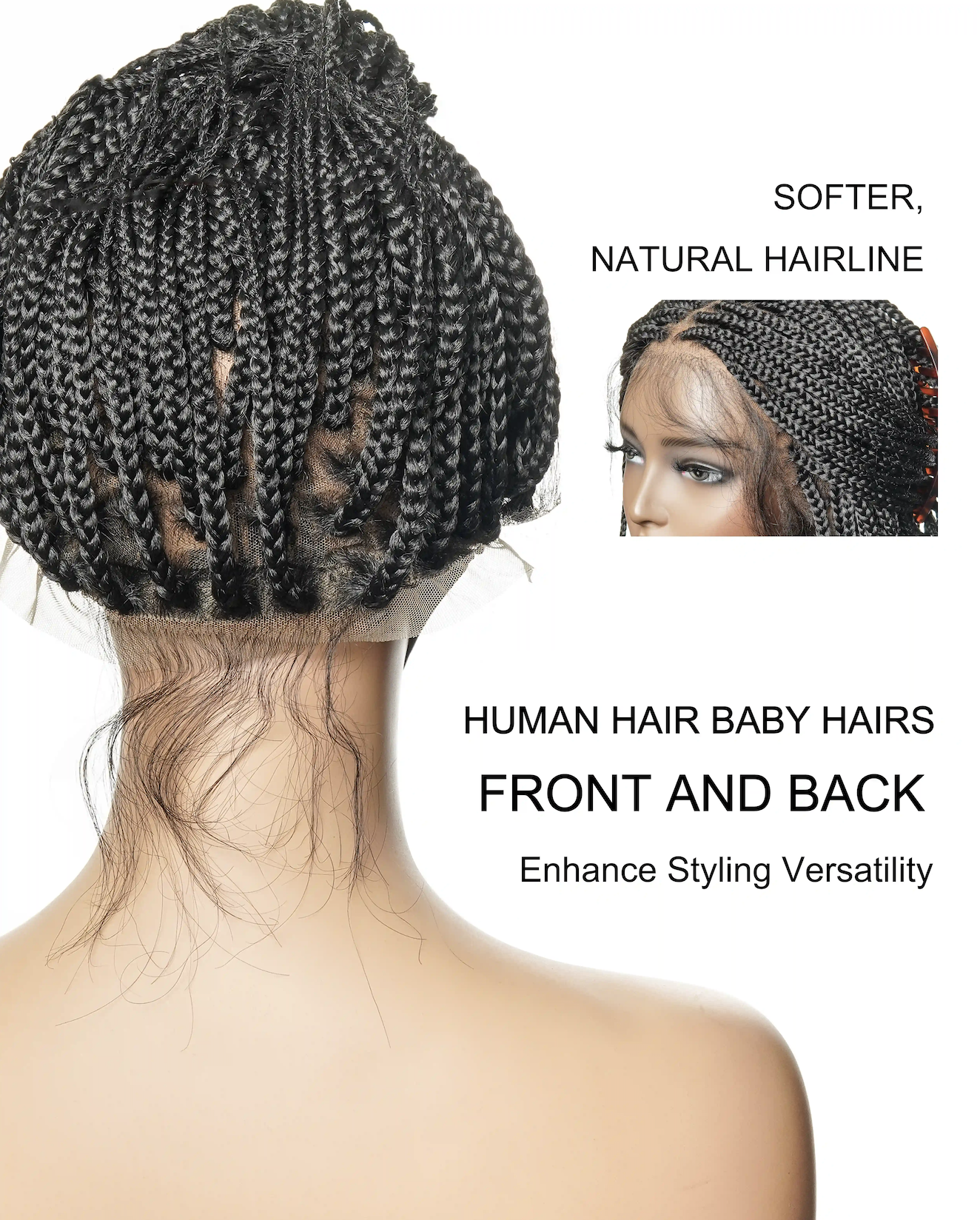 12" Free Part Layered Bob Box Braided Wig (Pre Bleached Human Hair Lace Base)