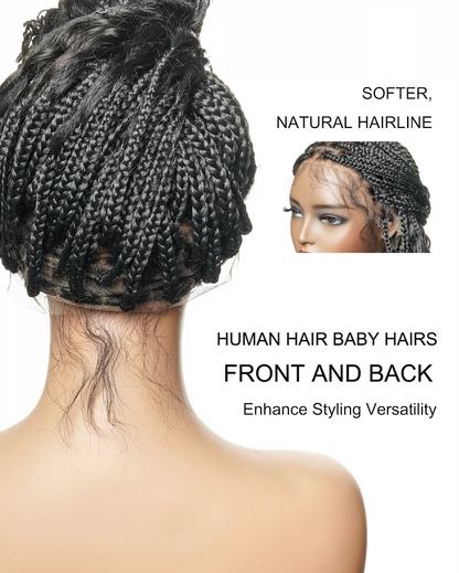 Short Pre Bleached HD Full Lace Knotless Box Braided Wig With Human Hair Curly Ends