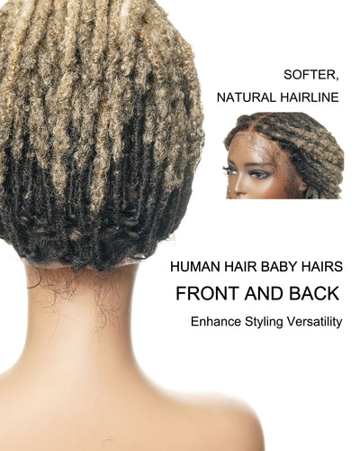 18" Soft And Distressed Faux Locs Pre Bleached Swiss HD Full Lace Wig