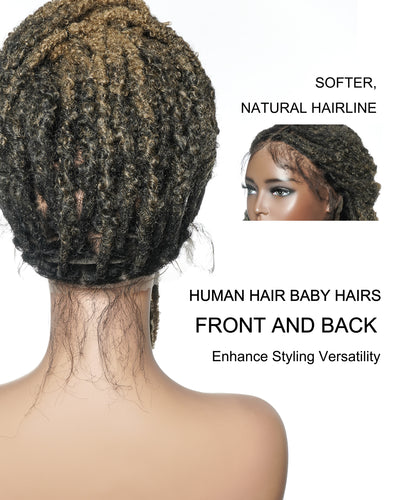 18" Soft And Distressed Faux Locs Pre Bleached Swiss HD Full Lace Wig