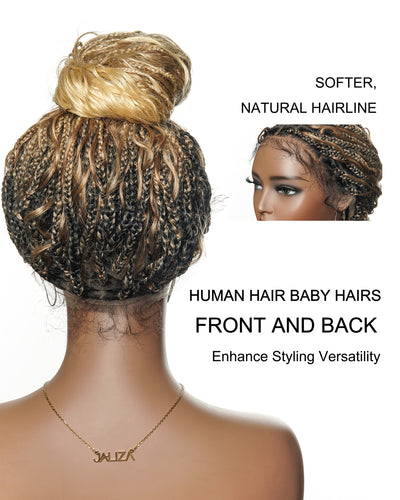 Wavina - 24 Inches Wavy Box Braids with Human Hair Cascading Boho Waves Boho Box Braided Wig