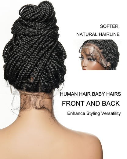 Knotless Jumbo Box / Large Box HD Lace Full Hand-tied Braided Wig 36 Inches 24 & 48 Strands