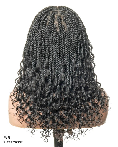 Nina - Small Head Friendly Glueless Braided Wig With Curly Ends (Small Cap Size for Petite Head)